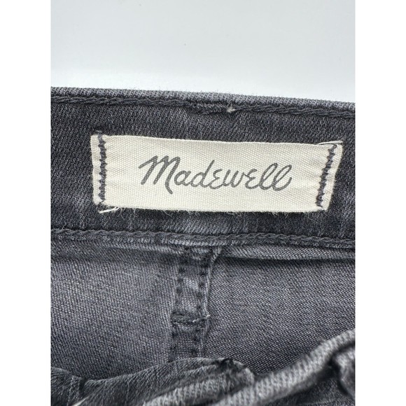 Madewell 10" High-Rise Skinny Black Jeans Button Fly Raw Hem Women Size 26p - Picture 7 of 13